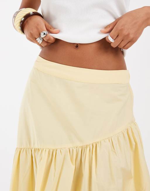 ASOS DESIGN - Gonna lunga bohémien a balze color latticello asimmetrica, 4 di 5