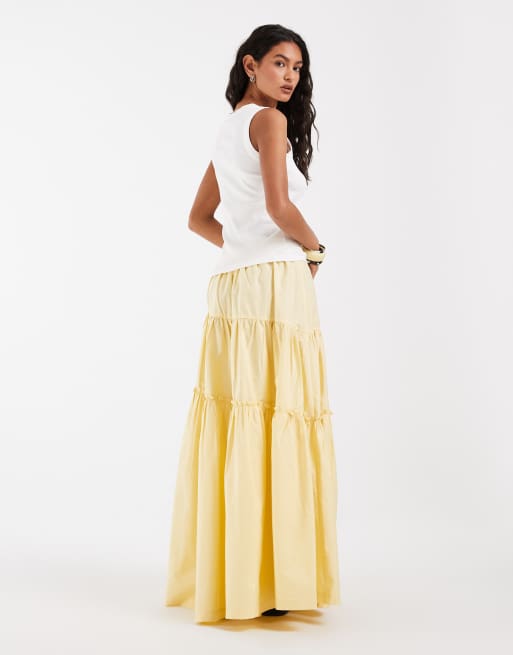 ASOS DESIGN - Gonna lunga bohémien a balze color latticello asimmetrica, 5 di 5