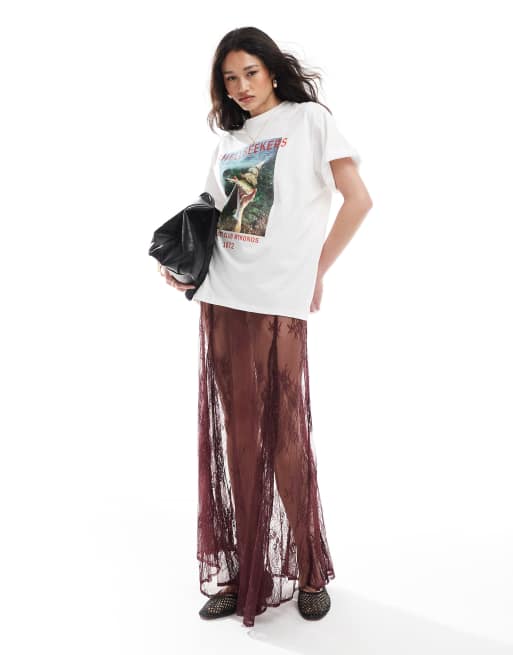 ASOS DESIGN - Gonna lunga bordeaux con godet