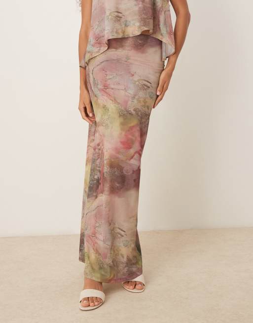 ASOS DESIGN - Gonna lunga con stampa astratta in coordinato, 5 di 5
