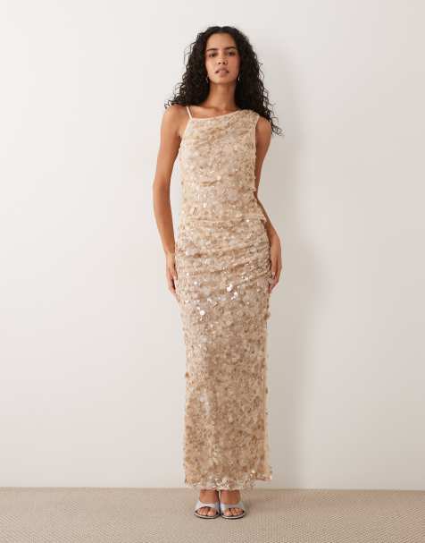 ASOS DESIGN gonna lunga coordinata con paillettes color champagne - view 1