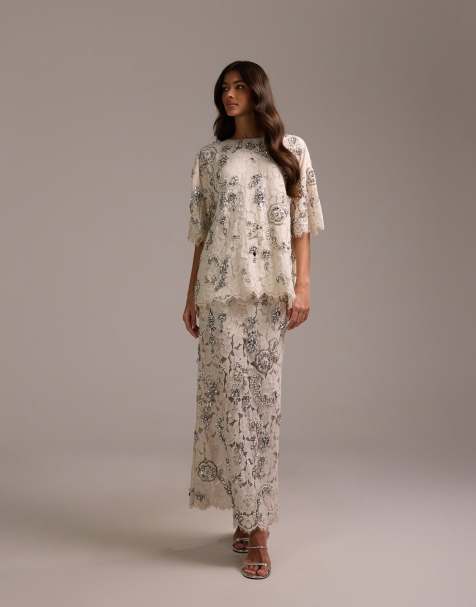 ASOS DESIGN - Gonna lunga da sposa in pizzo con decorazioni - view 1