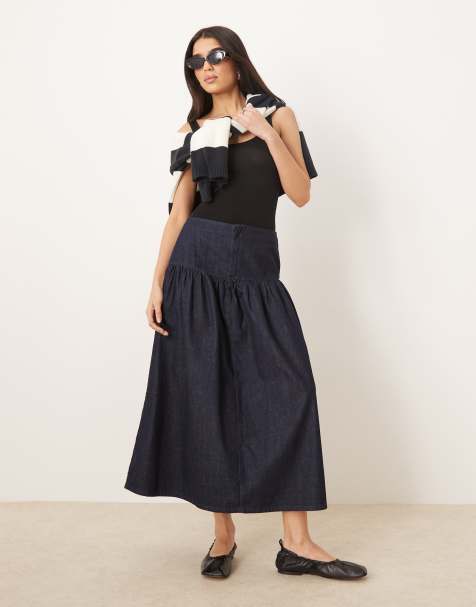 ASOS DESIGN - Gonna lunga di jeans con vita scesa - view 1
