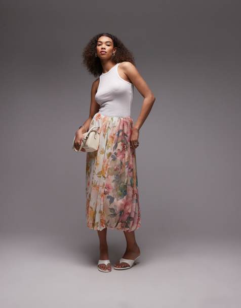 ASOS DESIGN - Gonna lunga drappeggiata con stampa mista a fiori - view 1