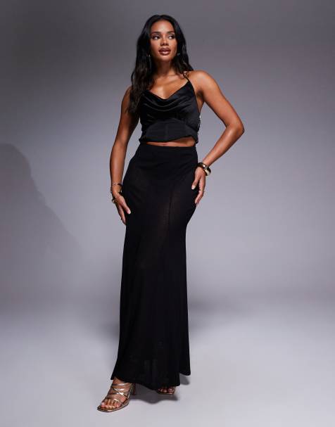 ASOS DESIGN - Gonna lunga godet in rete nera trasparente - view 1