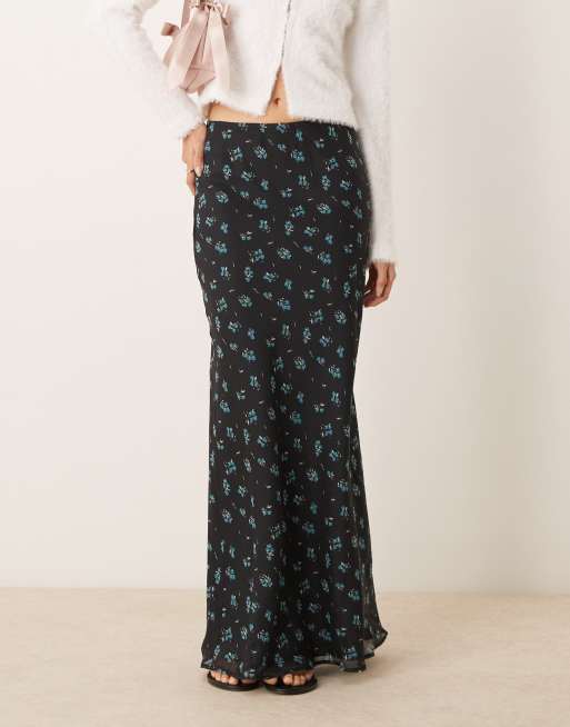 ASOS DESIGN - Gonna lunga in chiffon a fiori con fondo asimmetrico, 2 di 5