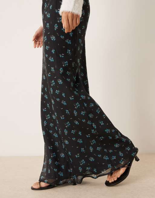 ASOS DESIGN - Gonna lunga in chiffon a fiori con fondo asimmetrico, 3 di 5