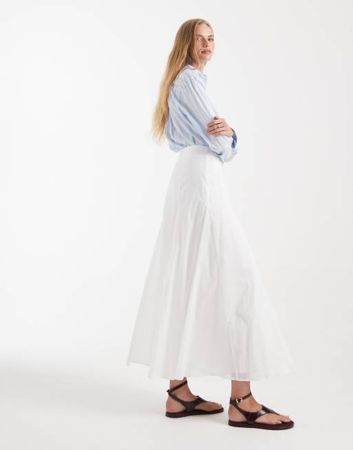ASOS DESIGN - Gonna lunga in cotone bianca stile godet, 4 di 5
