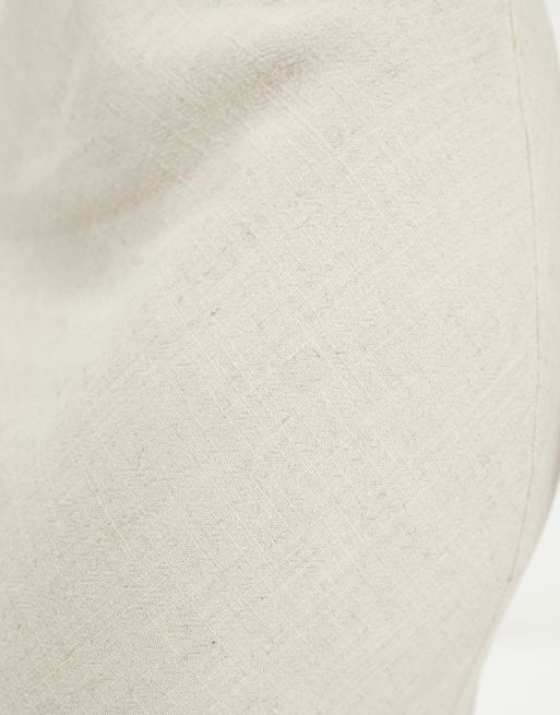 ASOS DESIGN - Gonna lunga in lino tonalità naturale con taglio sbieco , 2 di 4