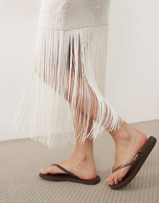 ASOS DESIGN - Gonna lunga in maglia all'uncinetto con frange, 4 di 5