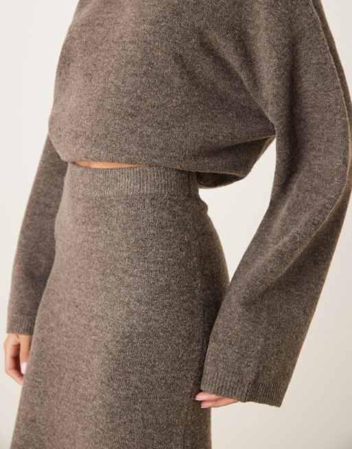 ASOS DESIGN - Gonna lunga in maglia color fungo in coordinato, 2 di 5