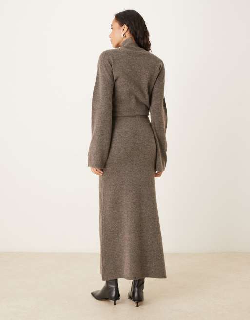 ASOS DESIGN - Gonna lunga in maglia color fungo in coordinato, 3 di 5