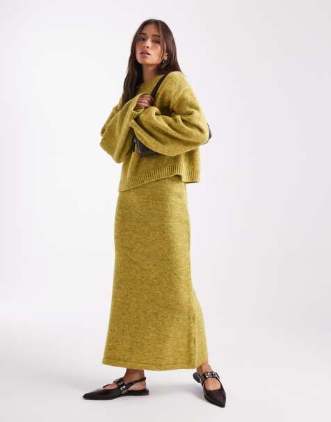 ASOS DESIGN - Gonna lunga in maglia misto lana in coordinato - view 1