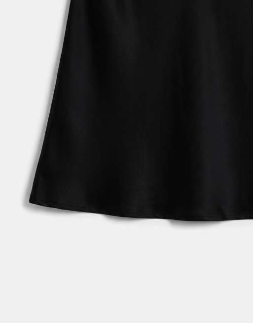 ASOS DESIGN - Gonna lunga in raso nera con taglio sbieco, 9 di 11