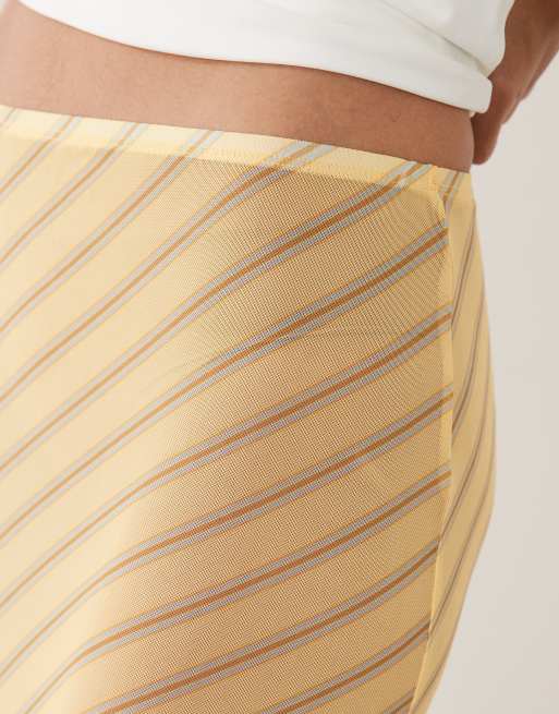 ASOS DESIGN - Gonna lunga in rete trasparente gialla a righe, 3 di 5