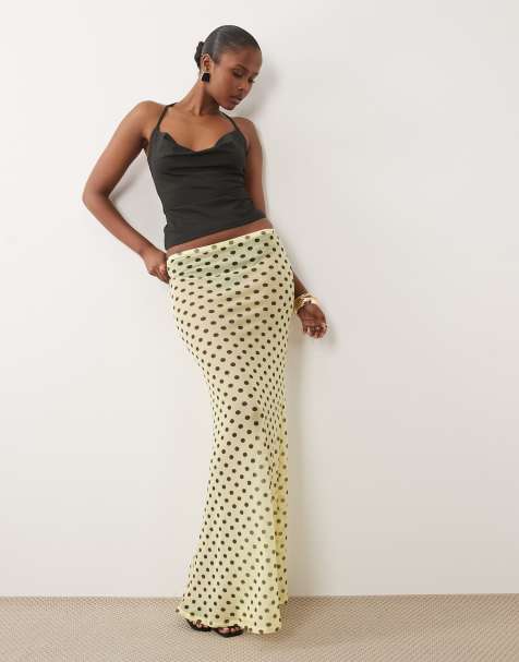 ASOS DESIGN - Gonna lunga in rete trasparente giallo a pois - view 1