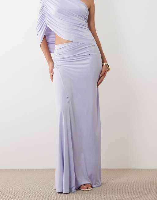 ASOS DESIGN - Gonna lunga lilla con arricciatura laterale, 2 di 5