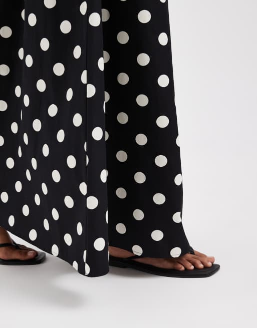 ASOS DESIGN - Gonna lunga nera a pois con vita arricciata in coordinato, 5 di 5