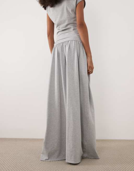 ASOS DESIGN - Gonna lunga raccolta grigia in coordinato, 4 di 5