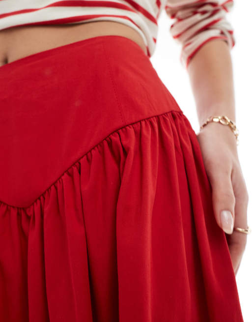 ASOS DESIGN - Gonna lunga rossa a corsetto, 4 di 5