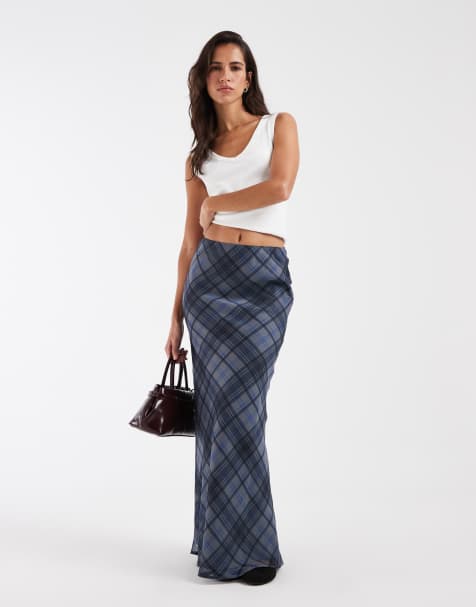 ASOS DESIGN gonna maxi in chiffon taglio sbieco a quadri - view 1