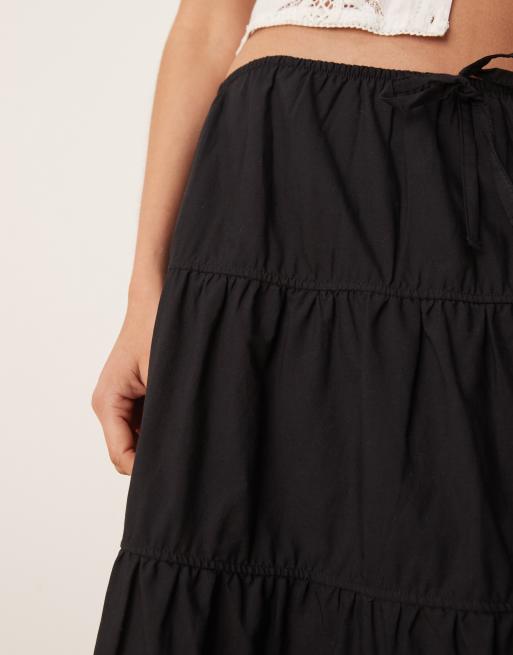 ASOS DESIGN - Gonna midi a balze stile country nera, 4 di 5