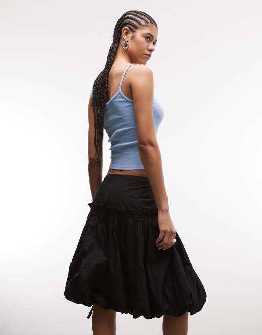 ASOS DESIGN - Gonna midi a palloncino nera con coulisse e vita scesa, 4 di 5