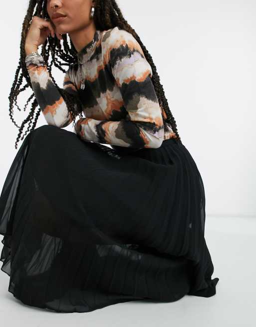 ASOS DESIGN - Gonna midi a pieghe nera, 3 di 4