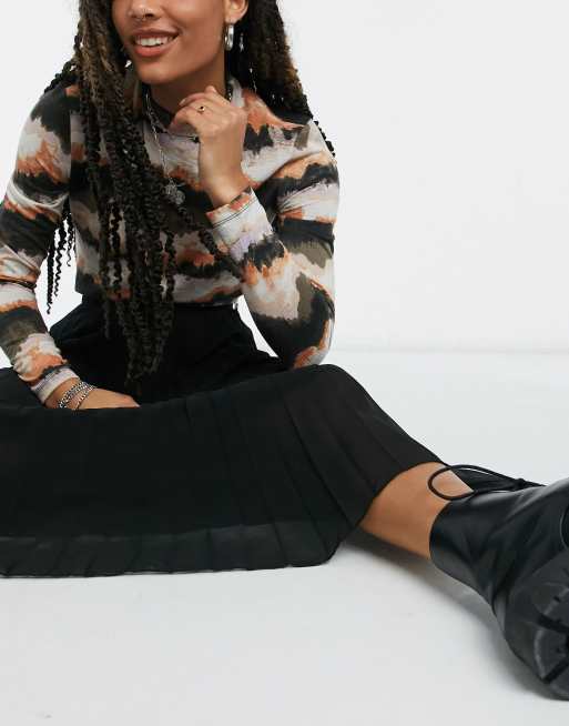 ASOS DESIGN - Gonna midi a pieghe nera, 4 di 4