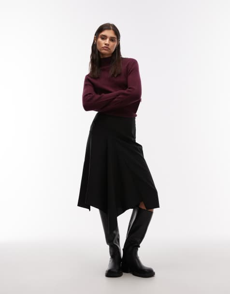 ASOS DESIGN - Gonna midi anni '90 gessata con orlo asimmetrico - view 1