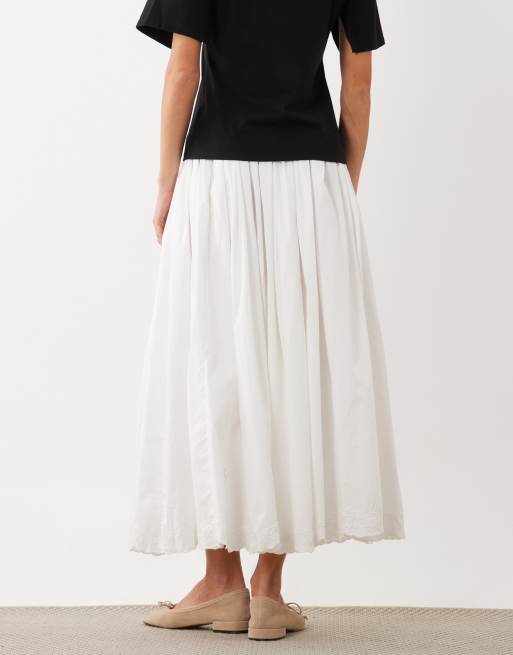 ASOS DESIGN gonna midi coordinata con orlo ricamato bianca, 5 di 5