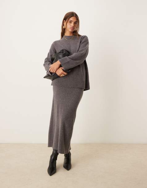 ASOS DESIGN - Gonna midi in maglia in misto lana d'agnello in coordinato - view 1