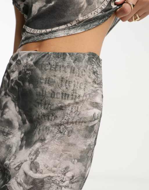ASOS DESIGN - Gonna midi in rete con stampa stile rinascimentale in coordinato , 4 di 4