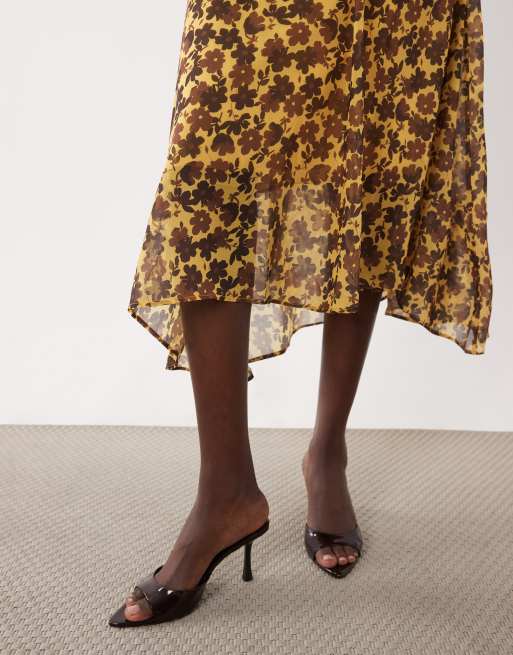 ASOS DESIGN gonna midi marrone floreale in coordinato, 4 di 5