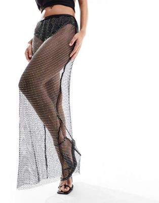 ASOS DESIGN fishnet hotfix midi skirt in black - ASOS Price Checker