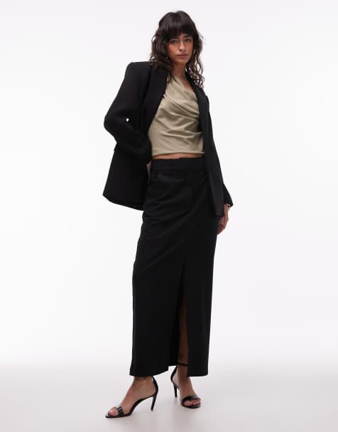 ASOS DESIGN - Gonna midi sartoriale nera in coordinato - view 1