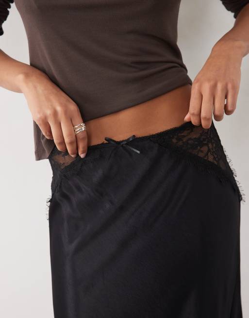 ASOS DESIGN gonna midi sbieca con pizzo posizionato, 3 di 5