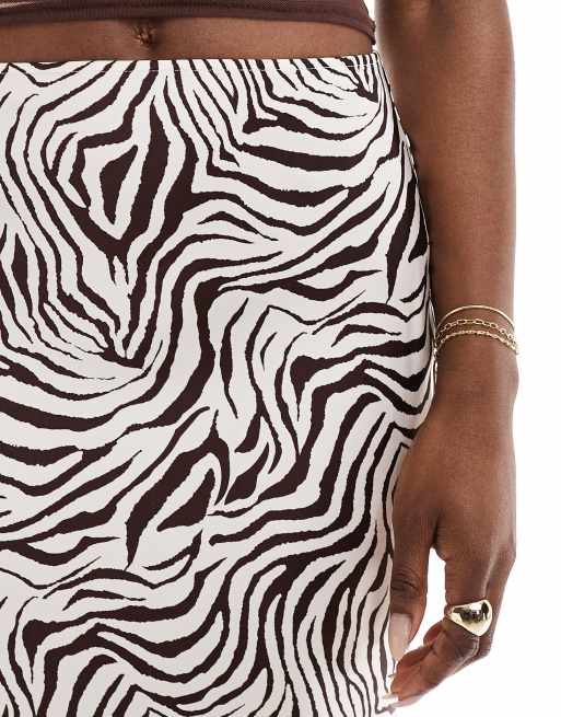 ASOS DESIGN Gonna midi taglio sbieco in raso con stampa zebrata ASOS