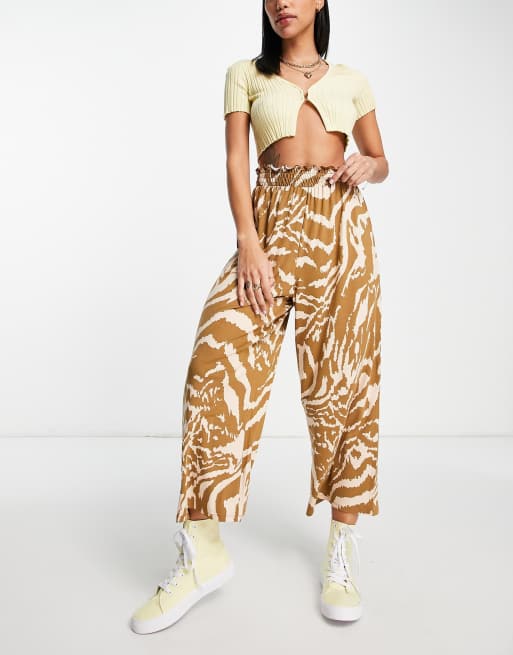 ASOS DESIGN Gonna pantalone con vita arricciata e stampa