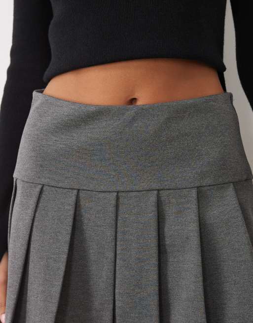 ASOS DESIGN - Gonna pantalone corta grigia a pieghe in tessuto ponte, 4 di 5
