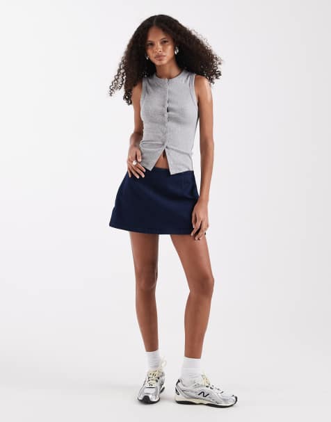 ASOS DESIGN - Gonna pantalone corta in denim intenso - view 1