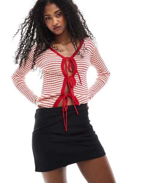 ASOS DESIGN - Gonna pantalone fasciante a vita alta nera con cuciture a vista - view 1