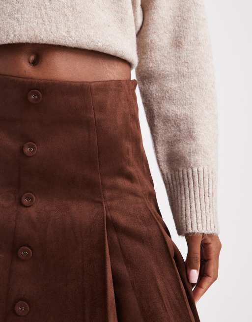 ASOS DESIGN - Gonna pantalone in camoscio sintetico con bottoni sul davanti, 5 di 5