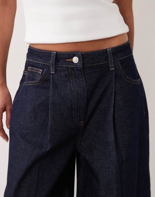 ASOS DESIGN - Gonna pantalone in denim a fondo ampio color indaco, 5 di 5
