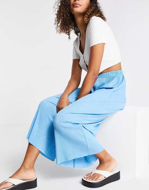 ASOS DESIGN - Gonna pantalone plissé, colore blu mélange