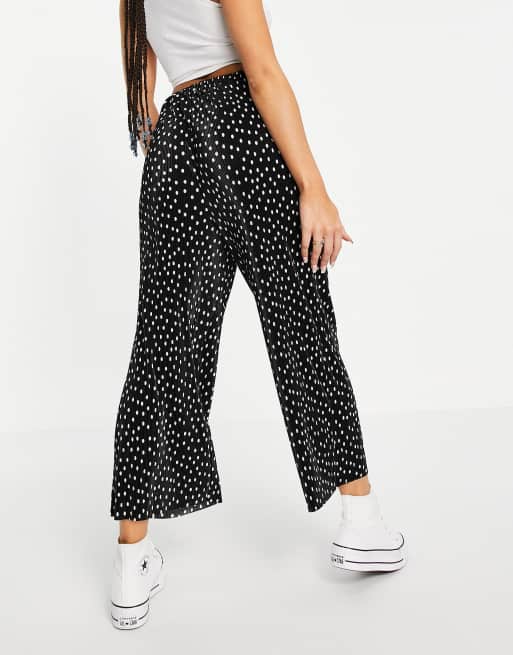 ASOS DESIGN - Gonna pantalone plissé nera a pois bianchi, 2 di 4