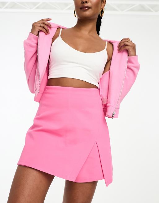 ASOS DESIGN Gonna pantalone rosa con spacco