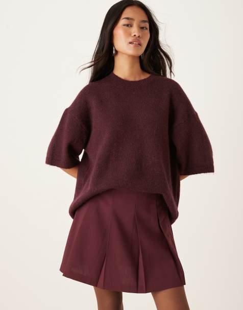 ASOS DESIGN - Gonna sartoriale a pieghe stile tennis color ciliegia scuro - view 1