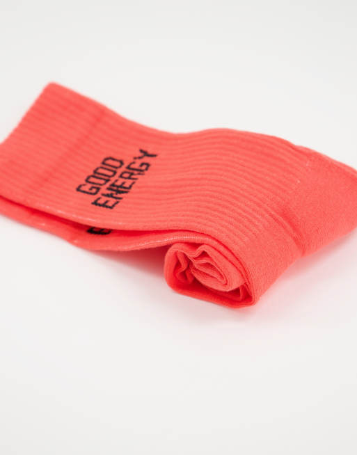 ASOS DESIGN good energy sports socks in pink, 4 of 4