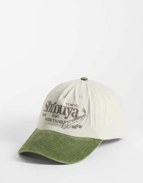 ASOS DESIGN - Gorra verde lavado con visera en contraste y estampado gráfico - view 1